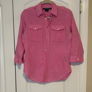 Ralph Lauren sport 100% linen pink blouse shirt top 4 S